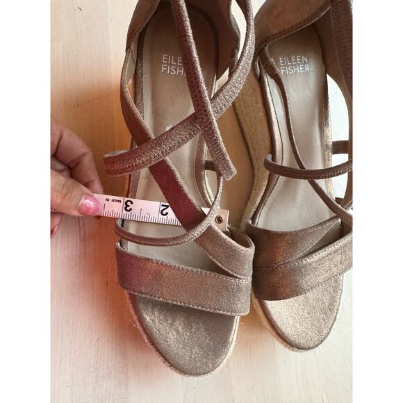 Eileen Fisher Wisp Metallic Suede Espadrille Weage Sandals size 8.5 - Picture 9 of 12